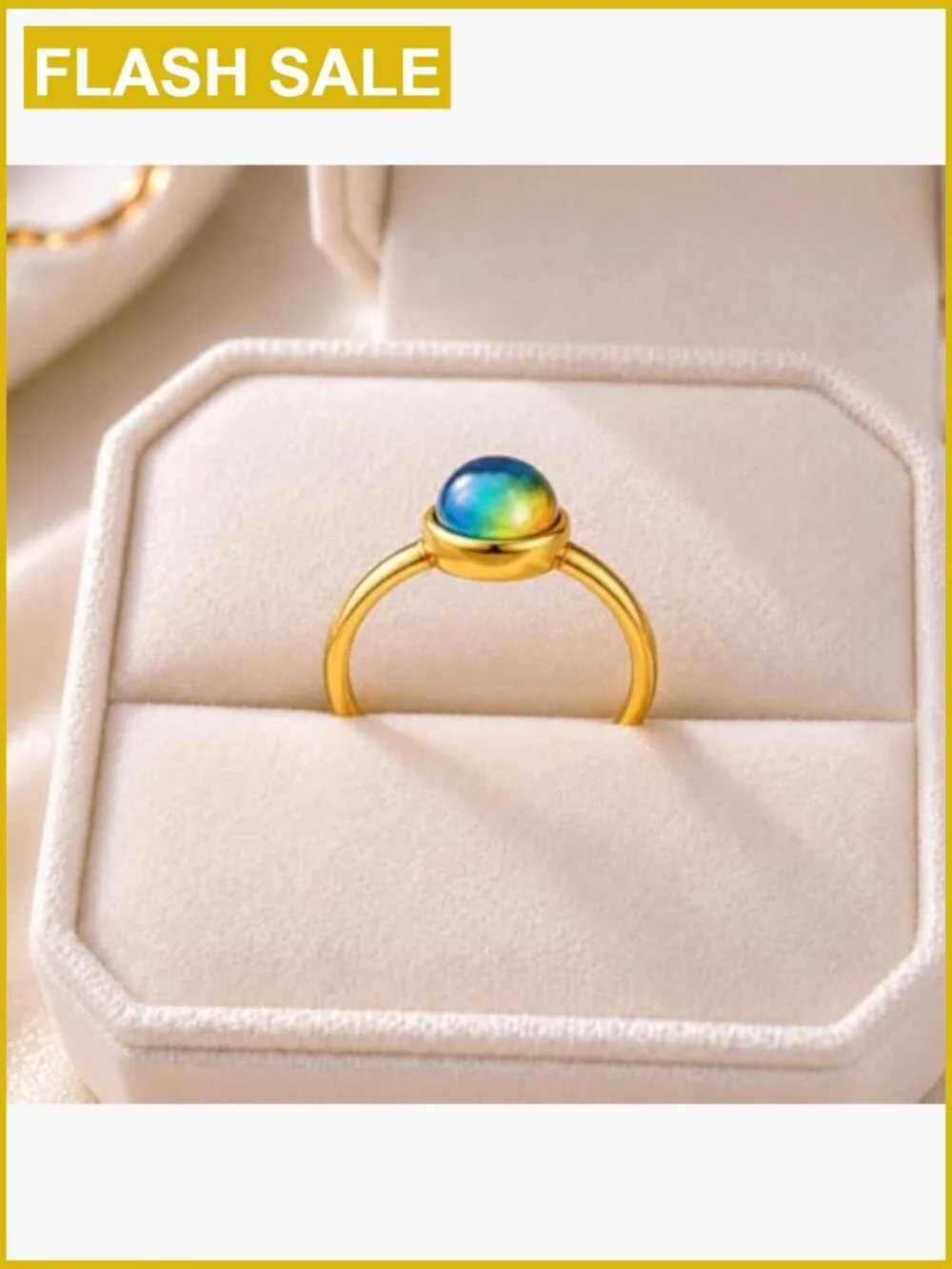Minimalist Mood Ring with Stainless Steel Band, Color Changing Stone